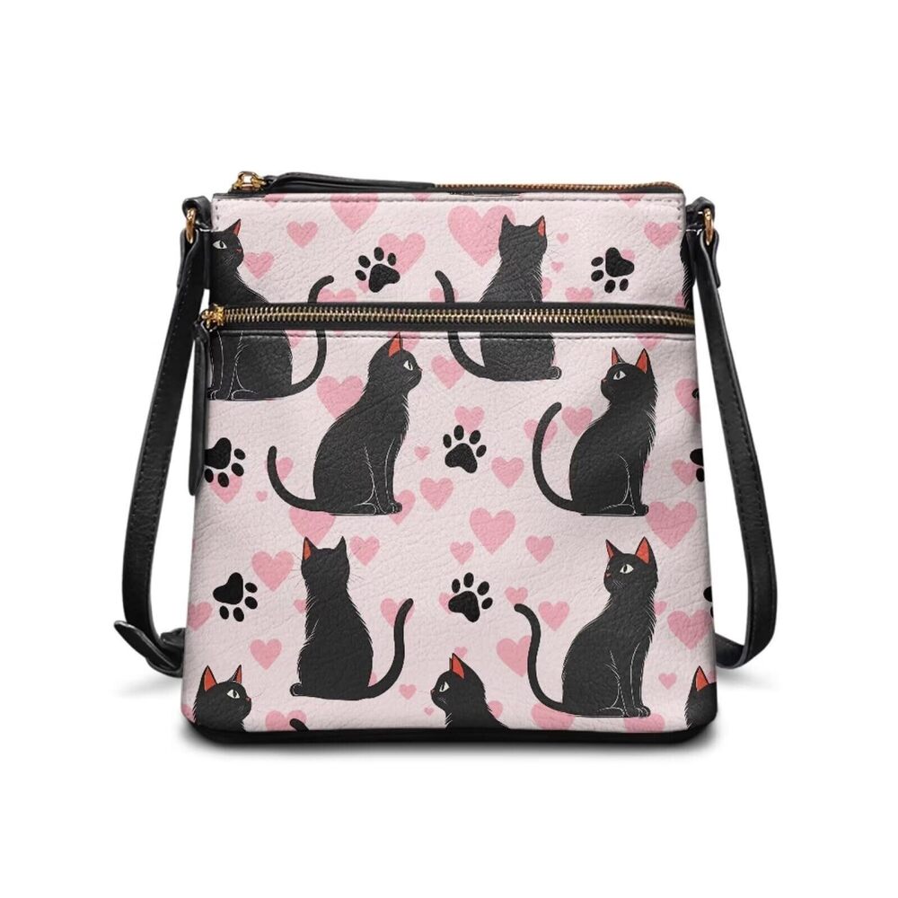 4147 Small Leather Purses , Cute Cat Leather Hobo Bags Small Cross Body